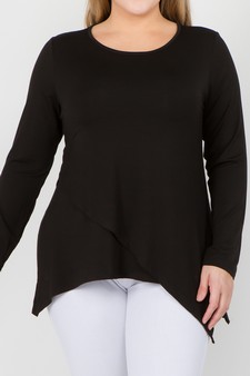 Women's Long Sleeve Asymmetrical Hem Tunic Top style 5