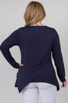 Women's Long Sleeve Asymmetrical Hem Tunic Top style 3