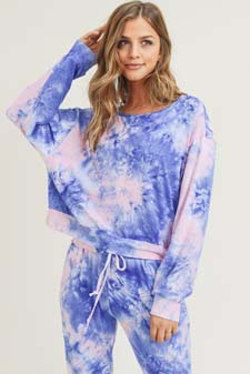 Women’s Long Sleeve Top and Jogger Tie Dye Set style 4