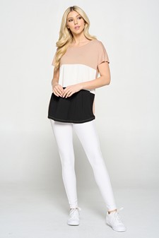 Women's Short Sleeve Colorblock Top style 4
