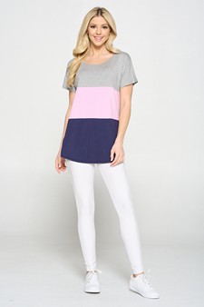 Women's Short Sleeve Colorblock Top style 5