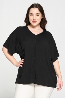 Women's Simple Button Up Short Sleeve Top style 5