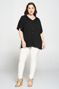 Women's Simple Button Up Short Sleeve Top style 6