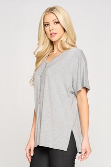 Women's Simple Button Up Short Sleeve Top style 2