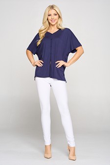 Women's Simple Button Up Short Sleeve Top style 5