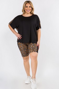 Women's Contrasting Leopard Printed Loungewear Set style 4
