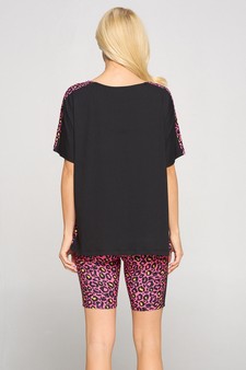 Women's Contrasting Leopard Printed Loungewear Set style 3