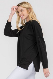 Women’s Cozy Up Oversized French Terry Long Sleeve Top style 2