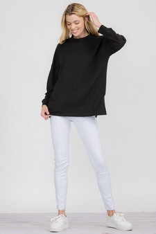 Women’s Cozy Up Oversized French Terry Long Sleeve Top style 4