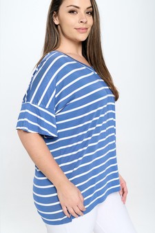 Women’s Striped Oversized Short Sleeve Top style 4