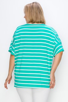 Women’s Striped Oversized Short Sleeve Top style 3