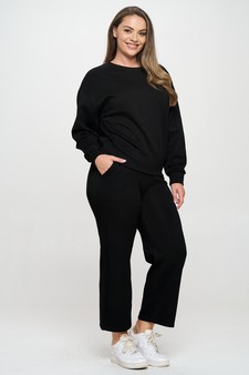 Solid UltraComfy Sweatshirt & Straight Leg Pant Set style 2