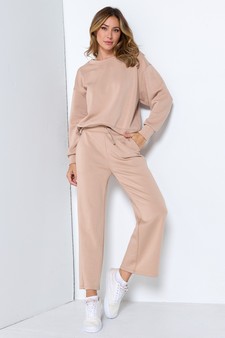 Solid UltraComfy Sweatshirt & Straight Leg Pant Set style 7