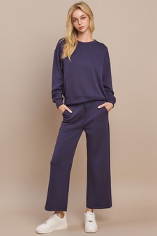 Women's Solid UltraComfy Sweatshirt & Straight Leg Pant Set style 5