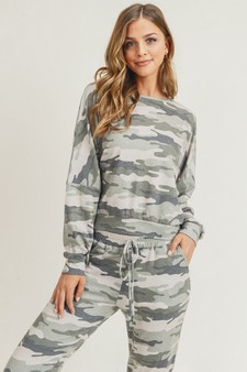 Women's French Terry Long Sleeve Vintage Camo Set (Large only) style 4