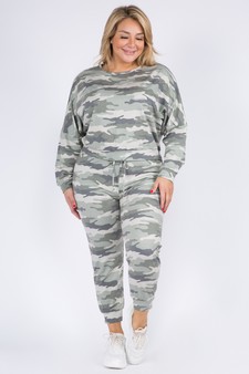 Women's French Terry Long Sleeve Vintage Camo Set style 4