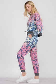 Women’s Bubblegum Colors French Terry Loungewear Set style 2