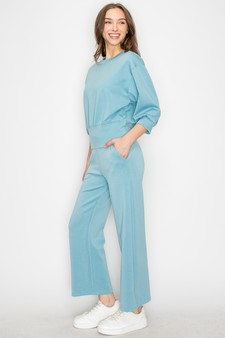 Women's UltraComfy Cropped Sweatshirt & Straight Leg Pant Set style 2