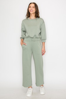 Women's UltraComfy Cropped Sweatshirt & Straight Leg Pant Set style 4