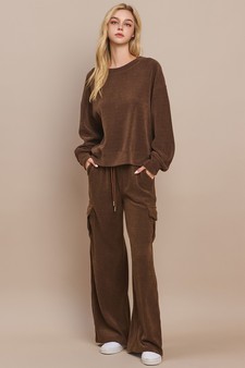 Women's Relaxed Ribbed Corduroy Cargo Pant Set style 5