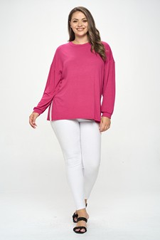 Women's Essential Relaxed Long Sleeve with Side Slits style 5