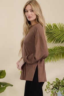 Women's Essential Relaxed Long Sleeve with Side Slits style 2