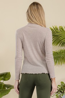 Ribbed Long Sleeve Top with Lettuce Trims style 3