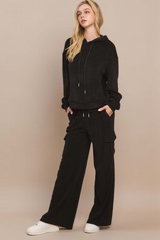 Women's Relaxed Ribbed Corduroy Hoodie and Cargo Pants Set style 5