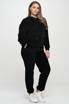 Women's Relaxed Ribbed Corduroy Hoodie & Jogger Set style 2