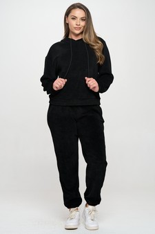 Women's Relaxed Ribbed Corduroy Hoodie & Jogger Set style 5