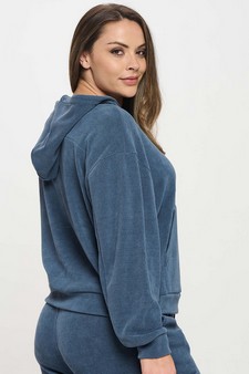 Women's Relaxed Ribbed Corduroy Hoodie - Plus Size style 2