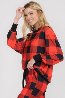 Women’s Decked Out In Plaid Christmas Loungewear Top style 2