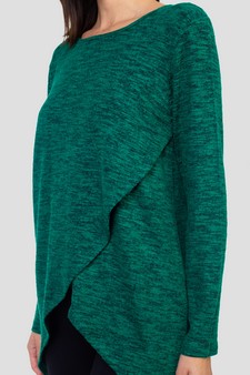 Women's Faux Wrap Space-Dye Knit Tunic Top style 4