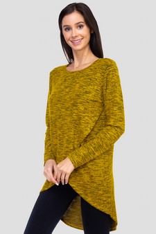 Women's Faux Wrap Space-Dye Knit Tunic Top style 2
