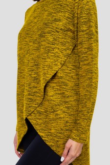 Women's Faux Wrap Space-Dye Knit Tunic Top style 4
