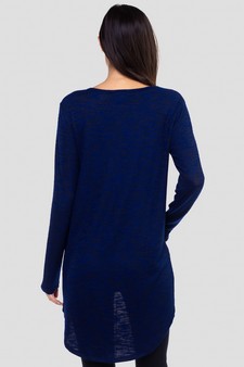Women's Faux Wrap Space-Dye Knit Tunic Top style 3
