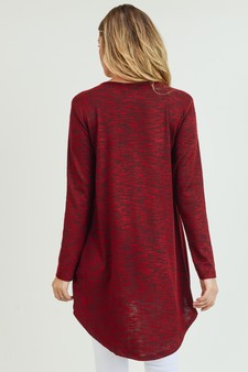 Women's Faux Wrap Space-Dye Knit Tunic Top style 5