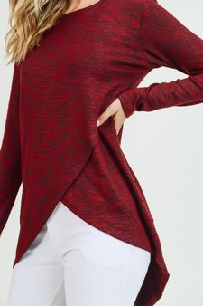 Women's Faux Wrap Space-Dye Knit Tunic Top style 6
