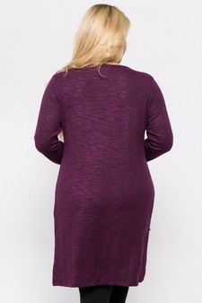 Women's Space-Dye Knit Side Slit Tunic Top style 4