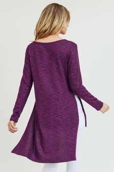 Women's Space-Dye Knit Side Slit Tunic Top style 4