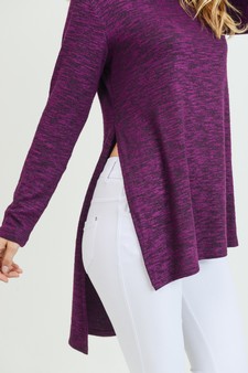Women's Space-Dye Knit Side Slit Tunic Top style 5