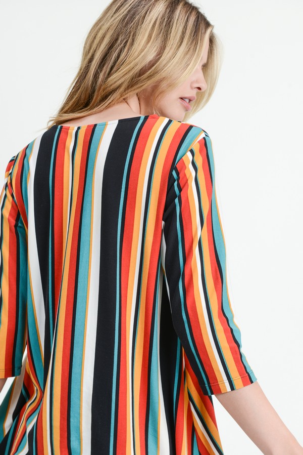 Women's Colorful Striped Tunic Top - Wholesale - Yelete.com