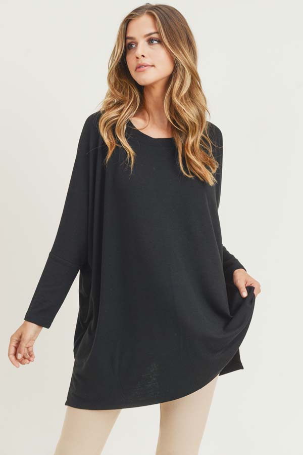 Women's Oversized Dolman Sleeve Tunic Top - Wholesale - Yelete.com