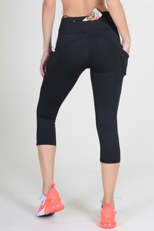 Women's High Rise 5-Pocket Activewear Capri Leggings (Large only) style 4