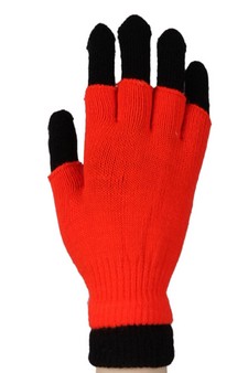 (3 ways wearing) Neon Solid Color Double layer Gloves style 4