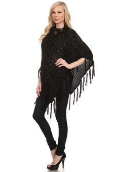 Women's Sequinence Turtleneck Poncho style 3
