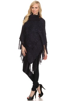 Women's Sequinence Turtleneck Poncho style 5