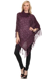 Women's Sequinence Turtleneck Poncho style 4