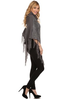 Women's Sequence Crochet Knit Poncho style 3