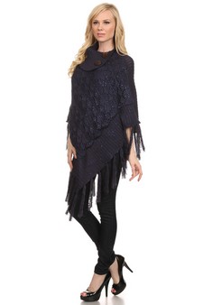 Women's Sequence Crochet Knit Poncho style 4